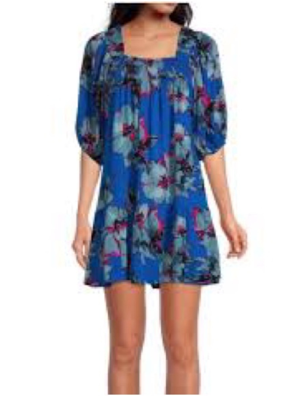Band of the Free Soria Floral Dress in Lapis Blue Slate. Small